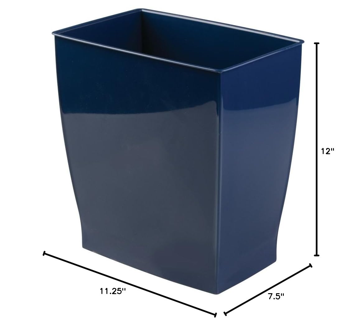 Navy Rectangular Plastic Bathroom Trash Can, 11L