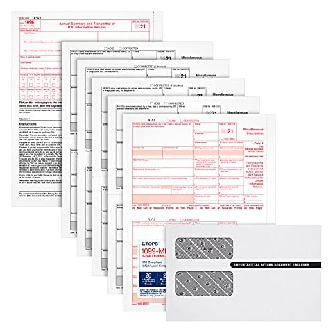 Kit de formularios de impuestos TOPS 1099 MISC 2 Up 2021 Cover