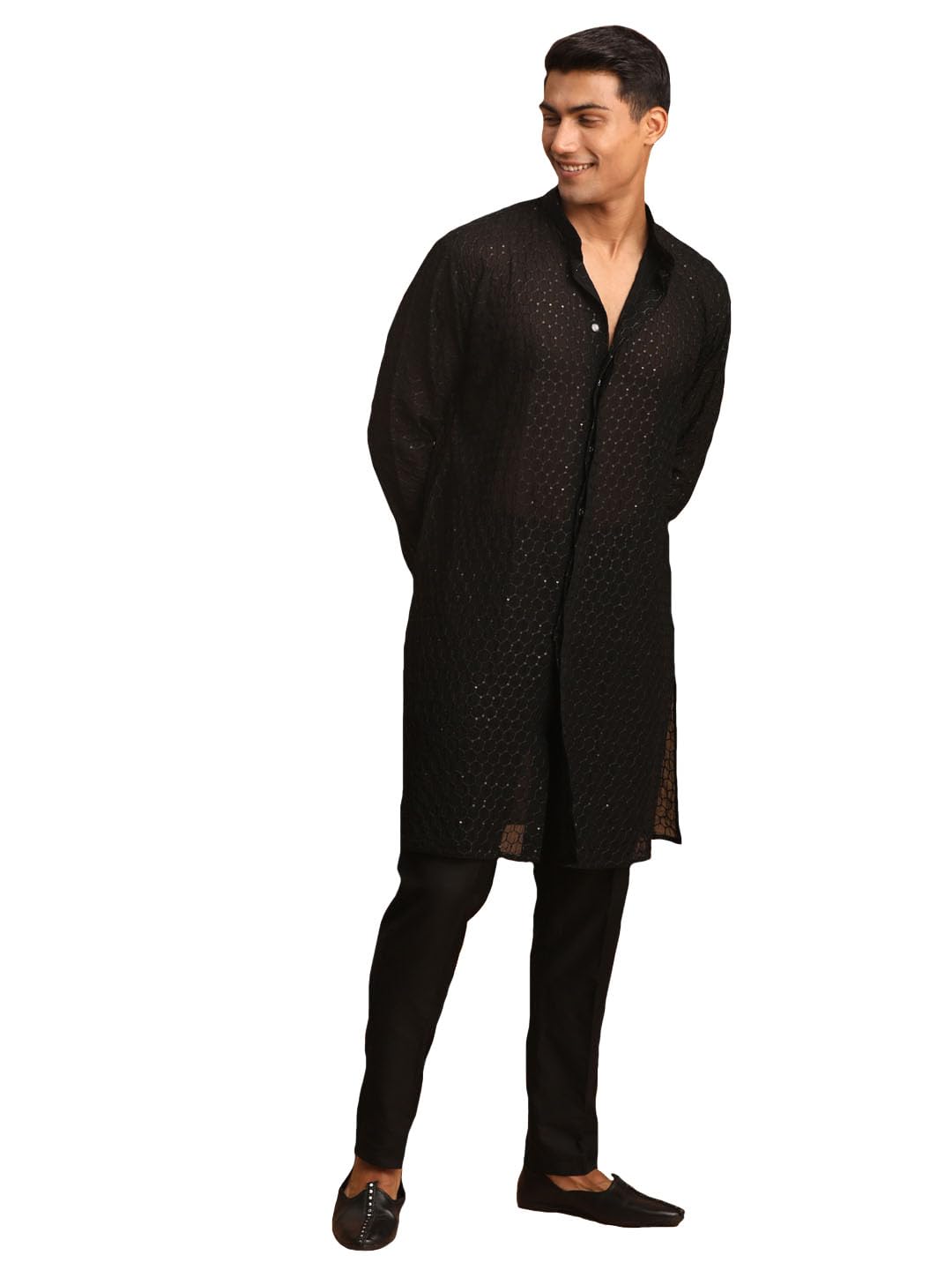 Men Georgette Floral Kurta and Patiala Set-image-27