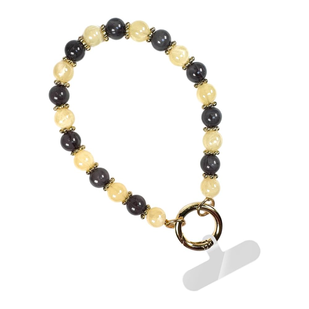 Save the Girls Clip and Go Phone Charm (Ivory/Charcoal) - Hands Free Phone Wrist Strap - Multifunctional Women’s Bracelet or Necklace Holder On Strap for Purse (Nina Collection)