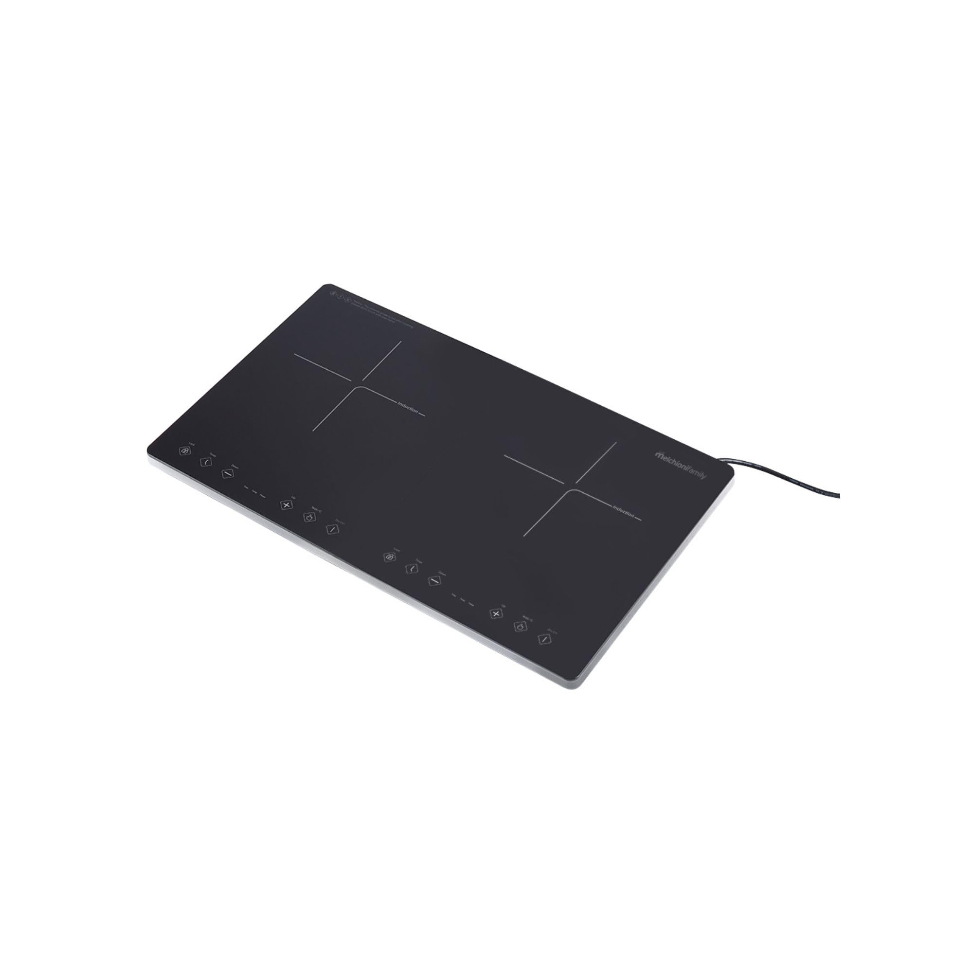 Family Piastra Induzione OBLIVION 2, Piano Cottura Induzione 2 Fuochi, Vetro Nero, Display Digitale, Timer, Blocco Sicurezza Bambini, Protezione Surriscaldamento, Assorbimento Massimo 3300W