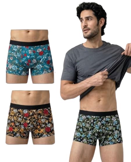 redx Men’s Printed Boxer Trunks Pack of 3 | Soft Stretch Nylon Blend Underwear for Men | Breathable Comfortable Innerwear with Elastic Waistband-picture-26