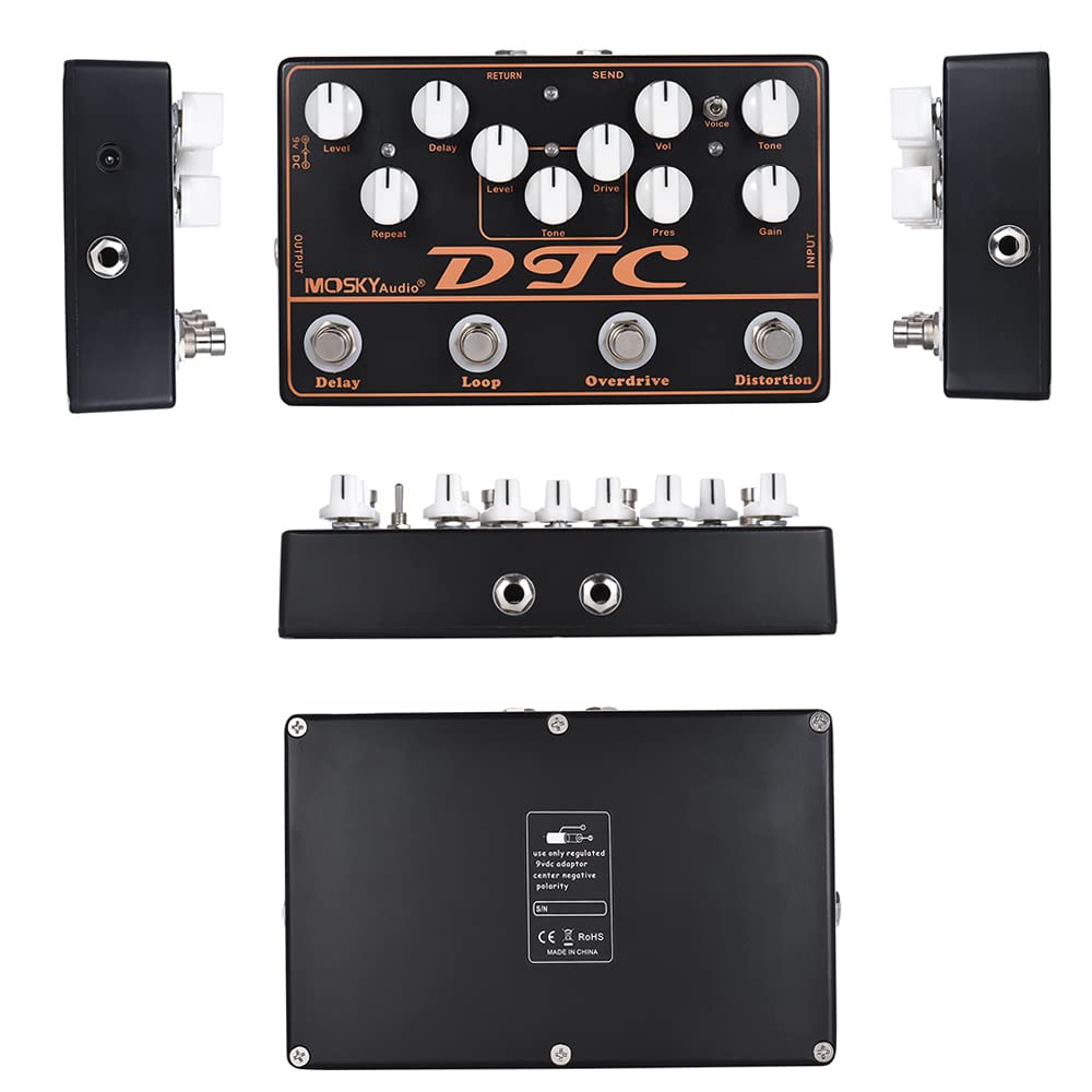 Loop station,KOCAN DTC 4-in-1 Effetti a pedale per chitarra elettrica Distorsione + Overdrive + Loop + Delay