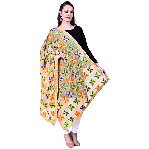 Women's Embroidered Hand Work Phulkari Chiffon Dupatta Chunni Scarf2