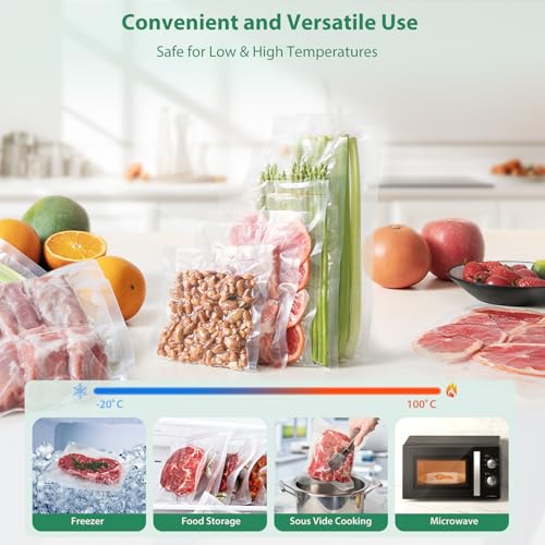 Image of Beelicious Pro Vacuum Sealer Bags for Food Storage 150 Gallon 11 inch x 16 inch and Quart 8 inch x 12 inch and Pint 6 inch x 10 inch, with BPA-Free, Commercial PreCut Vacuum Seal Bags for Sous Vide & Seal a Meal