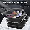 YKHJKLEC for iPhone X Case/iPhone Xs Case, Military Grade 3 in 1 Heavy Duty Shockproof/Drop Proof/Dust Proof Case with 2Pcs Tempered Glass Screen Protector (Black/Grey)