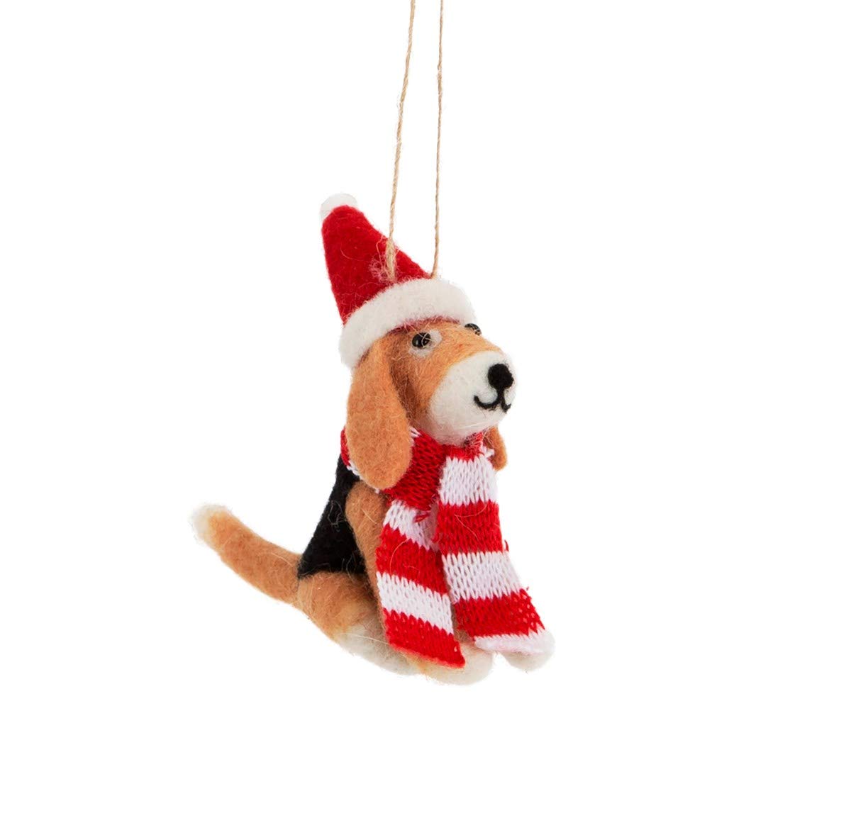Sass & Belle Brown/Red Woolly Christmas Pup Hanging Decoration