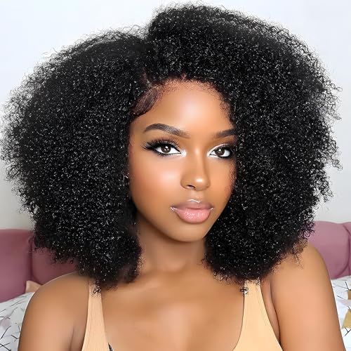 ijoy Kinky Curly Wig Human Hair 13x4 Lace Front...