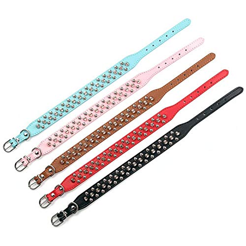 ETOPARS Mit Stacheln besetztes Hundehalsband aus Leder, Bullet Nail Rivet Hundehalsband, Hundehalsband für mittlere und große Hunde Pitbull, Hundeleine Punk