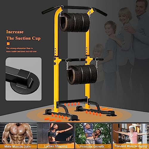 Image of DlandHome Power Tower Pull Up Dip Station Multi-Function Fitness Equipment for Strength Training Adjustable Height Dip Stand for Home Gym