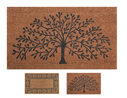 LUA VIKA Tapis Entree Interieur et Exterieur, paillasson antiderapant et Absorbant, paillassons pour entrée en Fibre de Coco, Tapis Original de Porte, 40x70 cm (Tree of Life)