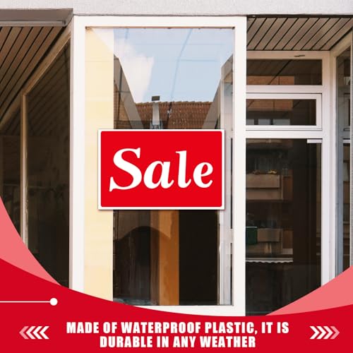 Wonderjune 12 Pcs Sale Signs for Retail Store 11 x 7 Inch Waterproof Plastic Sale Display Stickers Portable Window Wall Showcase Message Sign for Retail Boutique Business Shopping - Thumbnail 4