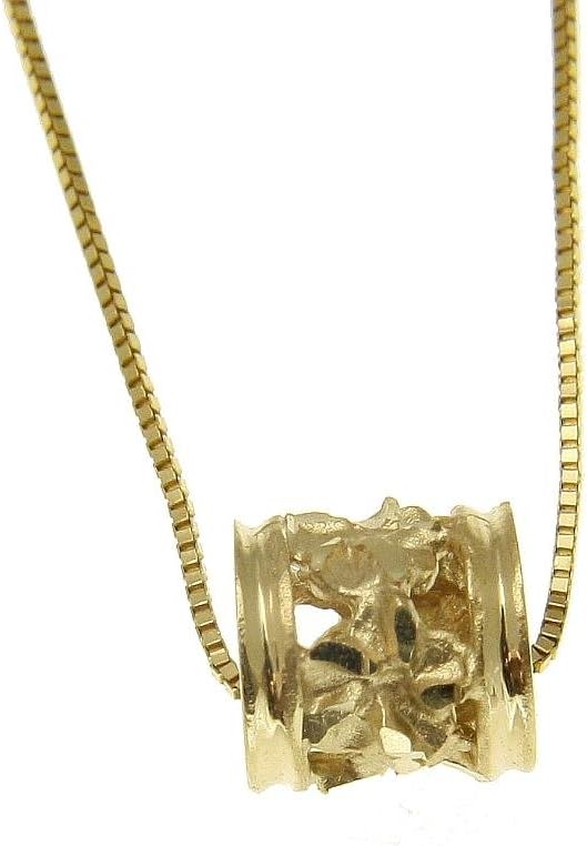 Arthur's Jewelry 14K Solid yellow gold 7mm Hawaiian plumeria flower barrel tube slide pendant