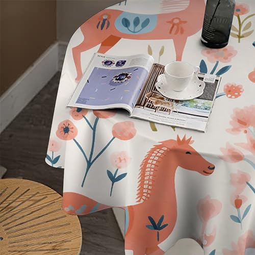 Nappe de table ronde imperméable marron et orange 178x178 cm - 8