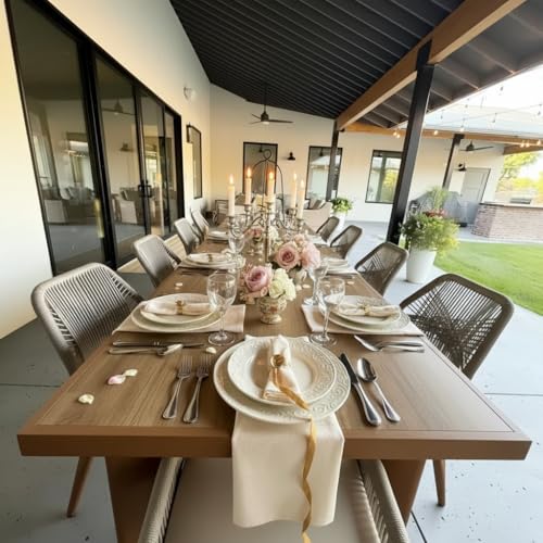 PURPLE LEAF Salon de Jardin Exterieur pour 10 Personnes en Aluminium Aspect Teck, Mobilier de Jardin Ensemble Table Rectangulaire et Chaises en Rotin avec...