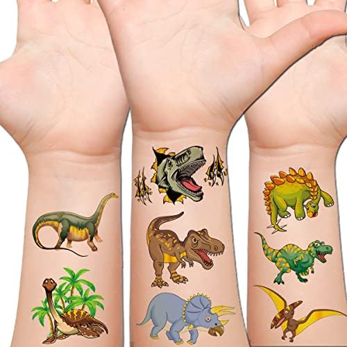 Hohamn Glitter Dinosaur Temporary Tattoos for Boys - 50 Styles Dinosaur Fake Tattoos for Boys Kids Birthday Party Supplies Favors, Baby Shower