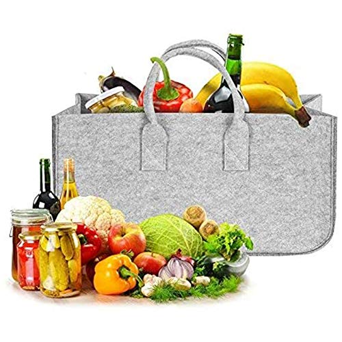 KJKVIVH Fireplace Wood Felt Storage Bag Basket Magazine Rack Firewood Pocket,Felt Foldable Firewood Holder Basket Black - Image 3