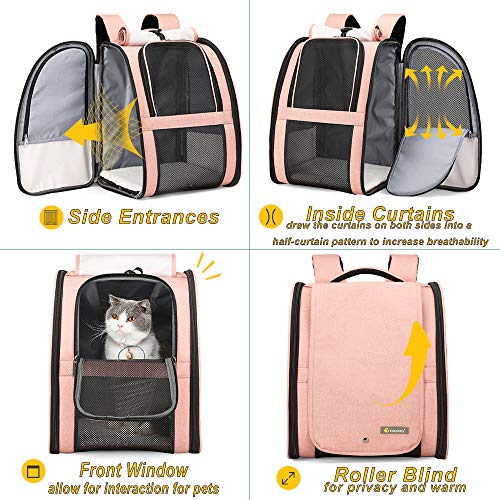 Mochila para transporte de animais de estimação Texsens com persiana de janela para cães pequenos, d