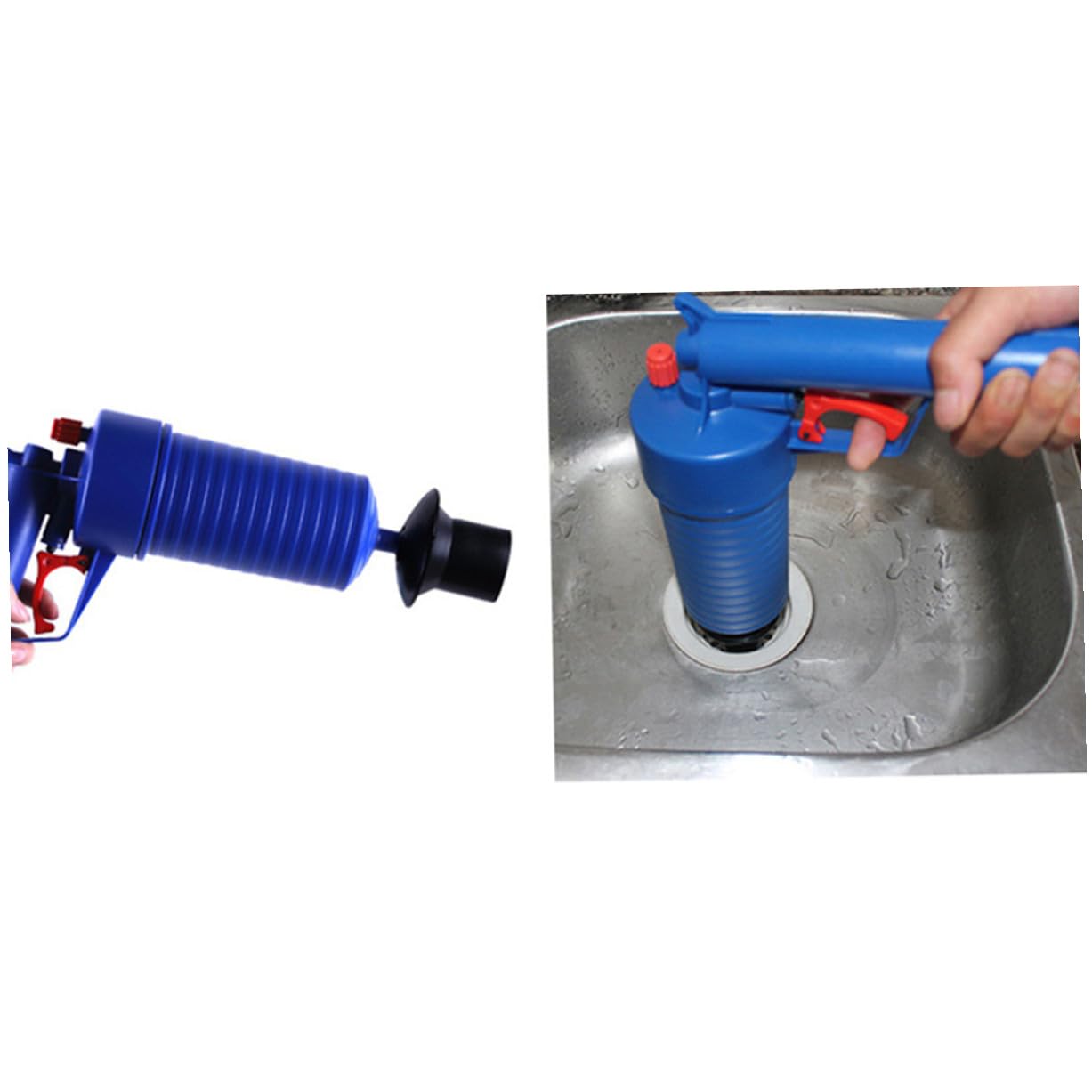 Déboucheur à Air Comprimé Pour Cuisine Et Salle De Bain Kit De Débouchage Avec Ventouse Pour Toilettes Et Éviers Outil De Nettoyage Égouts Bleu