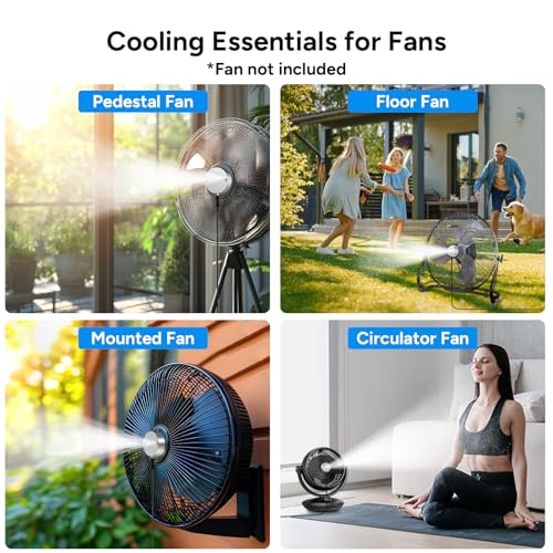 DR.PREPARE Fan Mister for Outside, Magnetic Fan Misting Kit, Mist Attachment, Portable Misting Cooling System with 16.4FT Mist Water Hosefor Patio, Backyard, Garden, Terrace, Pool (Fans Not Included)