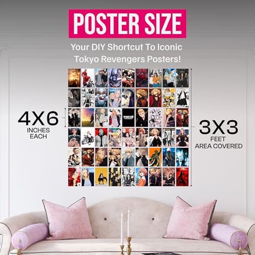 Image of Tokyo Revengers Poster Collage Set of 54 (4x6 Inch) - Wall Art Prints featuring Takemichi, Mikey, Draken, Chifuyu, Baji & More | Durable Home Decor for Fans, Gift for Anime Lovers, Gaming Room Decor, Durable Poster Set, collectible Anime