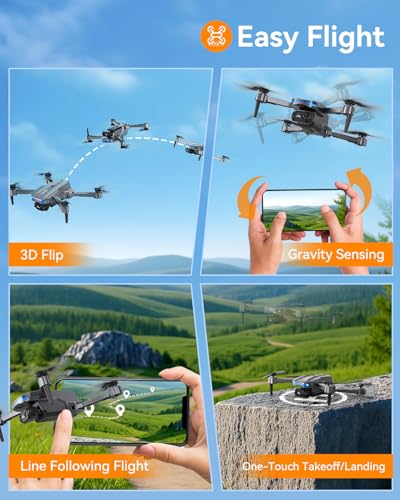 FERIETEL C0 Faltbare Mini Drohne 1080P Kamera - Headless-Modus, 3D-Flips, 2x 1200mAh Akkus (30 Min Flugzeit) | Einsteiger Quadcopter für Kinder Erwachsene