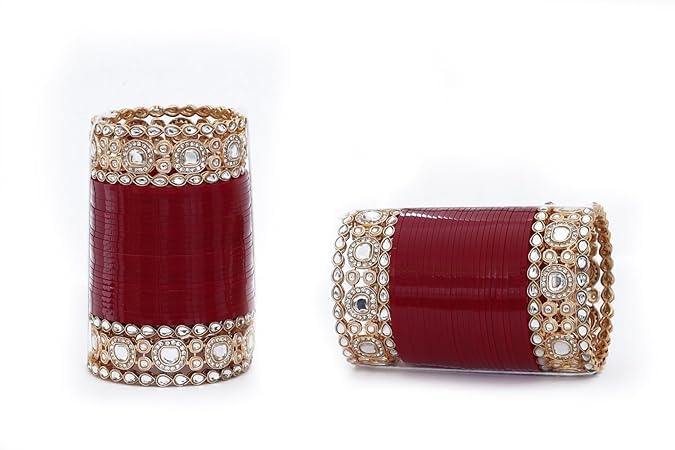 YG Your Grace Bridal Bangle Set Maroon Designer Chura Wedding Punjabi Choora Jewellery Chuda Set for Women Bangles For Women Punjabi Chooda Set for Marriage for Girls and Women (Size : 2.8) (B0DBHRB4WG) Amazon Price History, Amazon Price Tracker