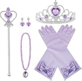 Princess Dress Up Accessories, 7PCS Princess Costume Gloves Necklace Earrings Set