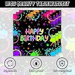 40Pcs Let's Glow Neon Birthday Party Decorations Art Paint Glow in the Dark Neon Plates and Napkins Party Supplies Set for 20 Guests - Image 4