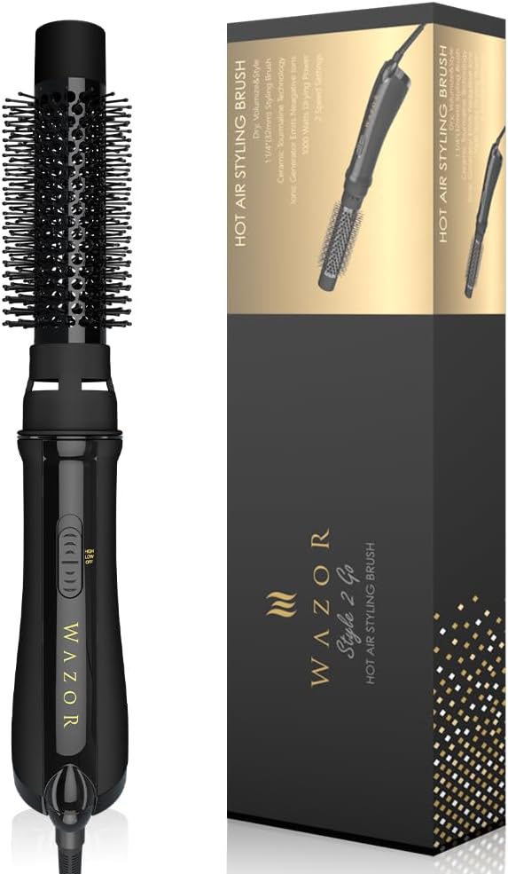 Lightweight Hot Air Brush | Upgraded 4-in-1 Blow Dryer & Volumizing Styler | Ionic Ceramic Titanium Barrel for Anti-Frizz, Shiny & Salon-Smooth Hair