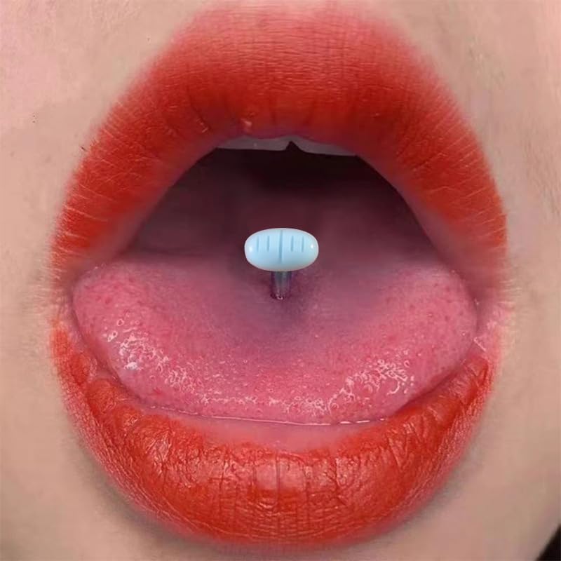 14G Surgical Steel Pill Capsule Tongue Rings for Women Statement Tongue Piercing Barbell Screw Back Cartilage Earrings Studs Tongue Piercing Jewelry - Image 3