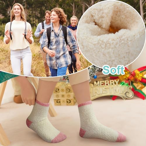 Image of kissleaf Thick Warm Fuzzy Socks for Women 5 Pairs Fluffy Cozy Womens Socks Winter Cute Slipper Socks for Women Gift