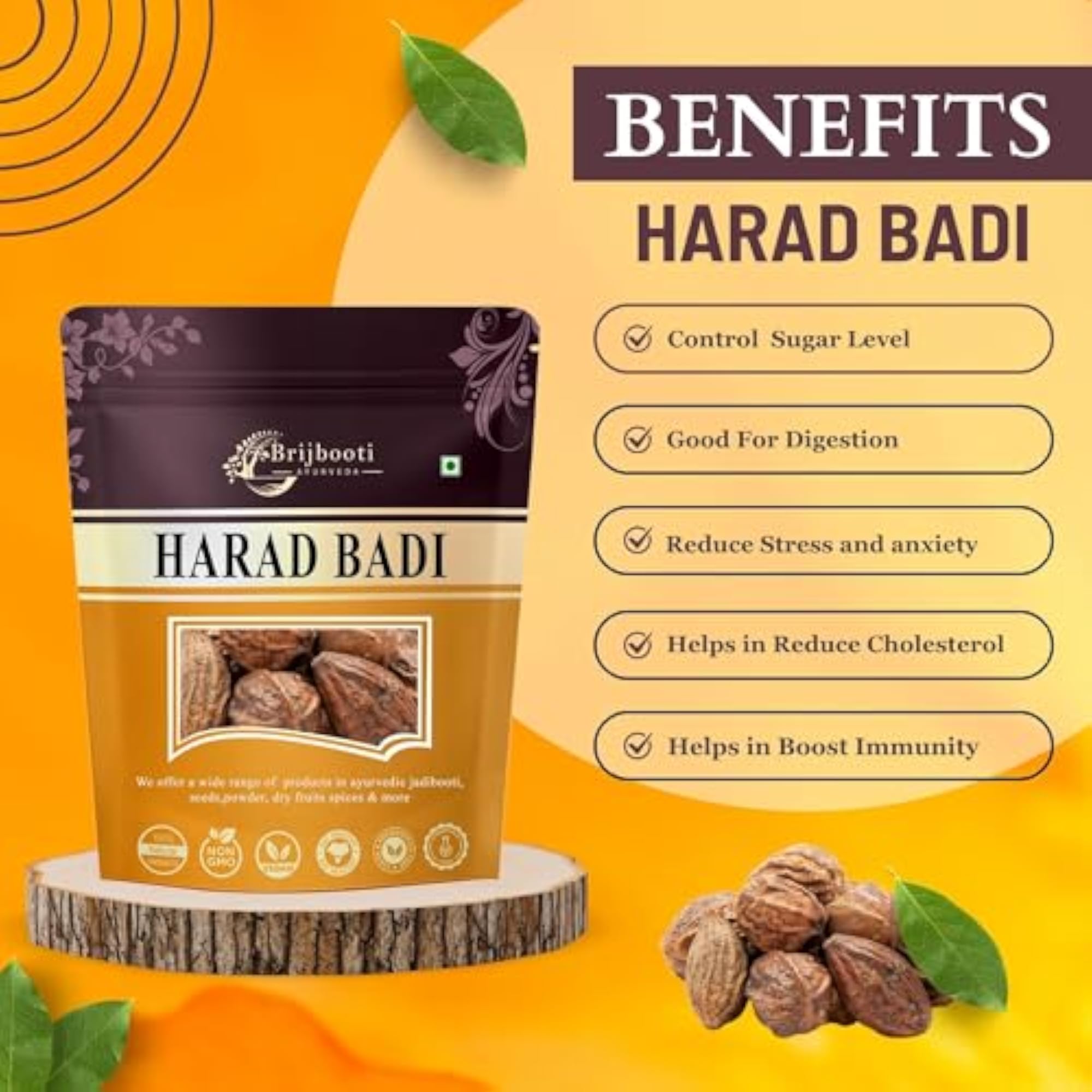 Brijbooti Natural Harad badi Whole - 200 Gm