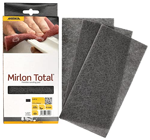 Mirka Mirlon Total Scuff Handsanding Pad Non-Woven/Ultra Fine Grit 1500/3 Pieces / 4.5" X 9" / ‎18-118-448 #TOP14