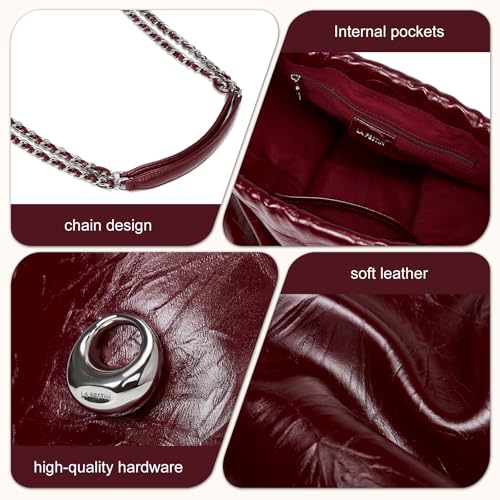 Image of LA FESTIN Leather Bag for Women-Stylish Crossbody Purse with Chain Strap Luxury Soft Shoulder Bag Fashion Tote for Work