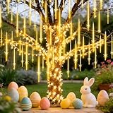 Christmas Lights Outdoor,16 Inch 20 Tubes Meteor Shower Light Falling Rain Drop String Lighting Icicle Snow Cascading Xmas String Decor for Tree Wedding Party Garden Holiday Decoration,Warm White