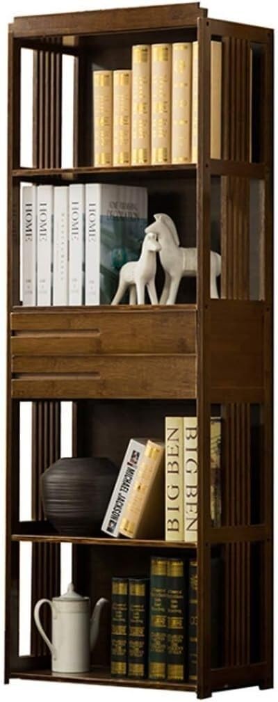 Étagère créative simple et moderne au design ouvert avec tiroirs en bois