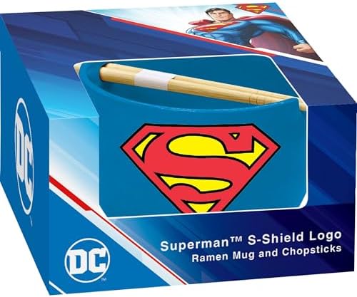 ICUP Superman Emblem Ramen Mug w/Chopsticks, Blue image 3