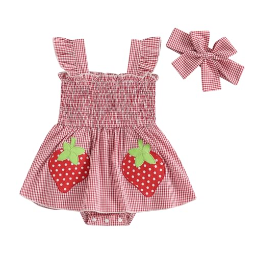 Baby Girl Summer Clothes Romper Dress Plaid Outfit Newborn 3 6 12 18 Months Onesie Smocked Bodysuit Infant Outfit