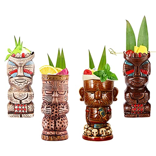 Tiki Cocktailbecher Set Mit Papagei Design - Hawaii Party Gläser Für Exotische Drinks