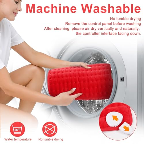 Image of Deepsoon Heating Pad,Electric Heating Pads for Back,Neck,Moist Heating Pad for Abdomen Shoulder Knee Legs,Dry /Moist Heat&Auto Shut Off,Mother's Day Birthday for Men and Women,Red,24x20 Inch