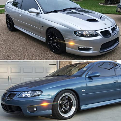 Tonsya Full Amber Led Light White Clear Lens Kit Compatible With 2004 2005 2006 Pontiac Gto Assembly Replacement Front Bumper Passenger Side Marker Lamp #TOP5