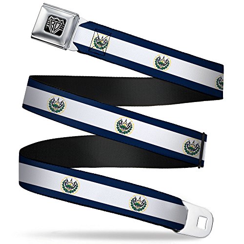 Cinturón de seguridad ajustable con bandera de El Salvador de 1.5 pulgadas de ancho