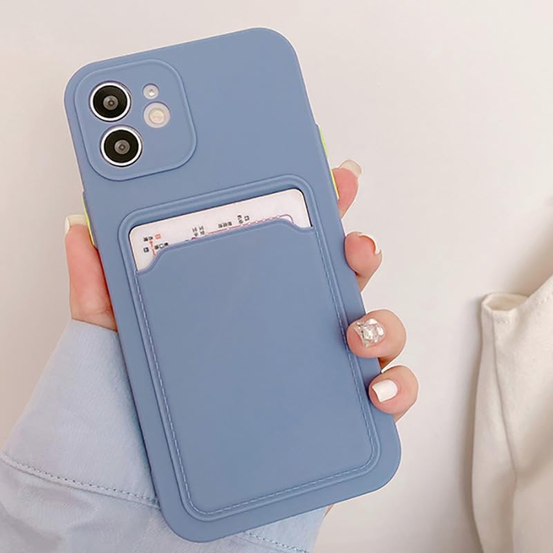 Miniatura 4 de Compatible con Xiaomi Redmi Note 10s o Redmi Note 10 Silicona TPU Slim Card Wallet Holder Phone Back Case Cover (Azul Gris)