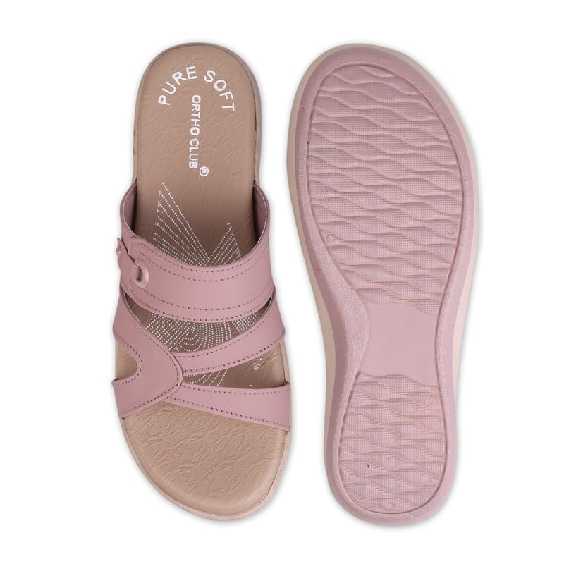 Image of ORTHO CLUB Women Orthopedic Comfort Slippers | Soft Cushioned Footbed | Anti-Slip Sole | Lightweight Daily Wear Sandals for Home & Outdoor Use
