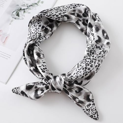 UTOWO 60cm Leopard Print Scarf for Women Neck Head Scarf Vintage Headscarf Medium Square Elegant Silk Feeling Head Scarf2