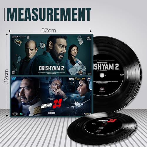 Image of Vinyl Record Disc - Drishyam 2 + Runway 34 Premium Vinyl with 33 1 /3 RPM speed support | Made in India