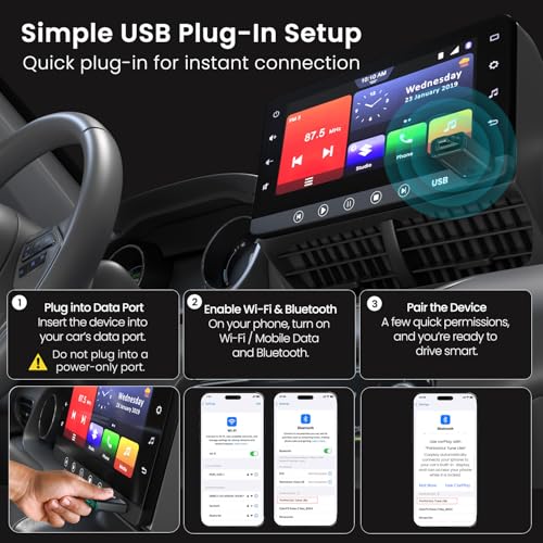 Image of Portronics Tune Lite, Mini 2-in-1 Wireless CarPlay /Android Auto Receiver, Converts Wired to Wireless, Plug & Play, Only for Cars with OEM Installed Wired Android Auto /CarPlay, Android 12+ & iOS 15+