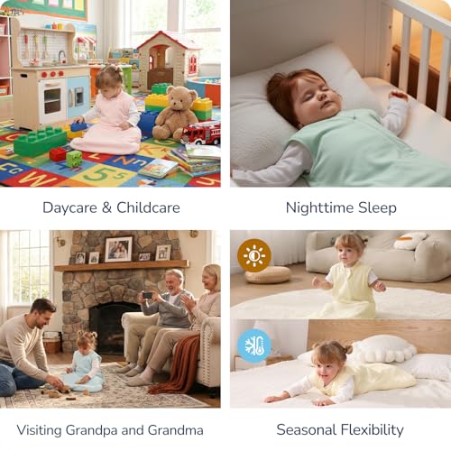 Image of Baby Sleep Sack, 1.0 Tog Supersoft Thermostatic Cotton Toddler Sleeping Sack for Babies Infant, 2-Way Zipper Baby Wearable Blanket for All Season