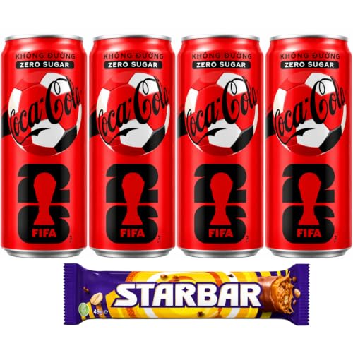 Image of COCA-COLA Zero Sugar FIFA Special Edition Soft Drink Cans, 320ml x 4pcs | Sugar Free Carbonated Cola, Fizzy Chilled Party Drink, By COUGAR, Imported-MALAYSIA